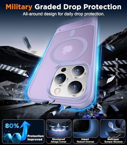 Temdan Magnetic Compatible with iPhone 13 Pro Max Case, [Built-in Invisible Kickstand][Compatible with MagSafe] [Military Grade Shockproof] Slim Translucent Matte Phone Case for iPhone 13 Pro Max 6.7" - Image 3