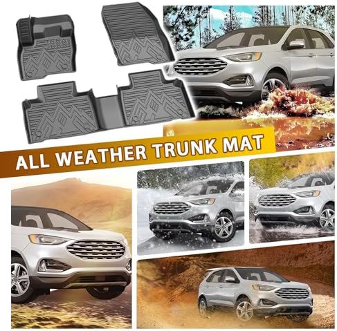Powerty Floor Mats for 2015-2024 Ford Edge All Weather 3D TPE Anti-Slip Car Liners for 1st & 2nd Row Accessories - Image 5