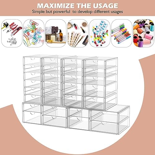 caktraie 4-Pack 22-Drawer Acrylic Storage & Makeup Organizer for Desk - Image 5