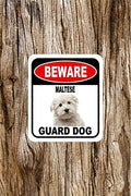 BEWARE MALTESE GUARD DOG Aluminum Composite Outdoor Sign 20" x24" Metal Security Notice for Yard, Fence, Porch, Property, and Business – No Trespassing, Warning, Attack Dogs, Protection by WorkHouseSigns