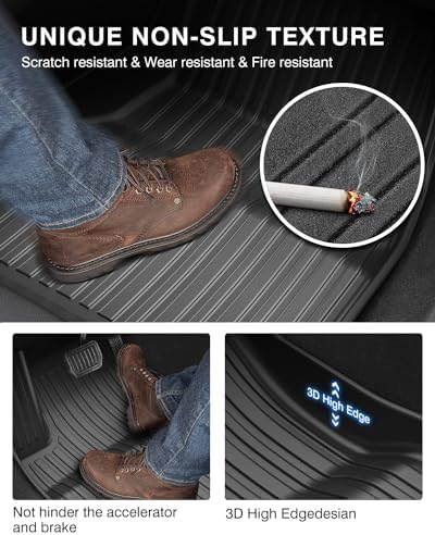 Powerty Floor Mats for 2024 2025 2026 Tesla Model 3 Highland 8 PCS Floor Cargo Liners Full Set All Weather TPE 3D 2 Row Liner Front Rear Storage Mat and Rear Seat Back Mats - Image 4