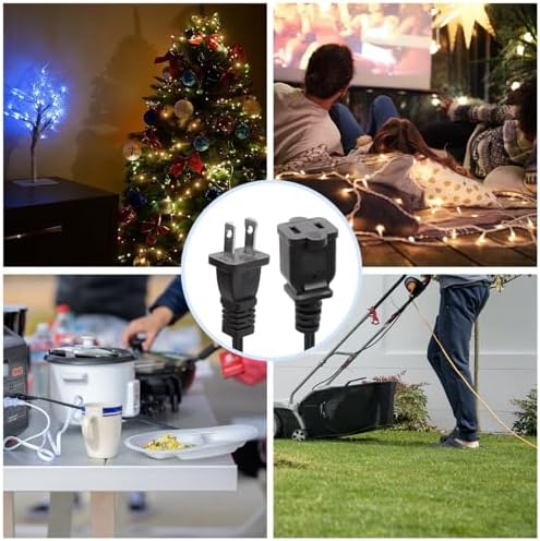 Black Extension Cord 10 Ft,2 Prong Extension Cords US Flat and Thin Male/Female Power Cable, UL Listed Perfect for Home Appliances, Office or Christmas Lights - Image 6