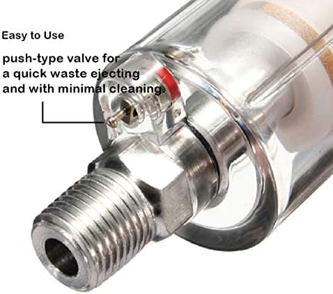 beduan Water Oil Separator Filter, 1/4" NPT Male and Female Thread Spray Gun Filters Air Compressor Fitting Compressed Black（Pack of 2） - Image 3