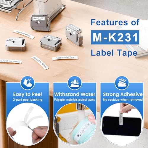 20 Pack Labelife M-K231 Replace for Brother P Touch M Tape 12mm 0.47 White - Image 4