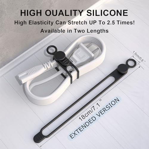 UMUST Silicone Cable Straps,10PCS 7.1"Cord Ties, Reusable Cable Ties，Travel Cord Organizer，Wire Organizer Ties for Kitchen,Home,School,Bundle Storage for Cables Etc（5 Colors） - Image 2