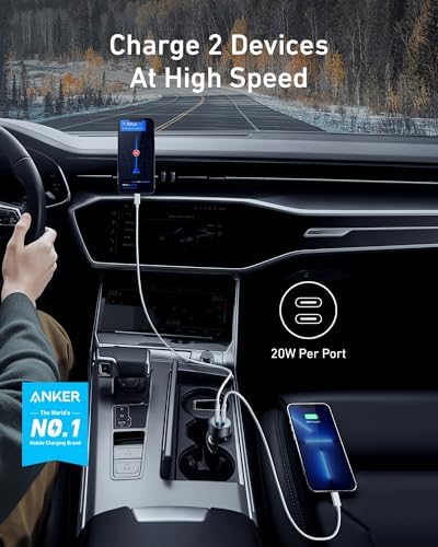 Anker 40W 2-Port PowerIQ 3.0 USB C Fast Charging Car Charger - Image 2