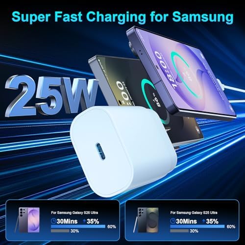 Super Fast Charger Type C, 25W USB C Wall Charger Fast Charging 10FT Cable - Image 2