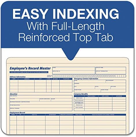 TOPS 3280 Employee Record Master File Jacket, 9 1/2 x 11 3/4, 10 Point Manila (Pack of 20) - Image 3