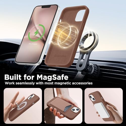 GolbinBox Magnetic for iPhone 15 Case, Silicone Cover, Brown - Image 4