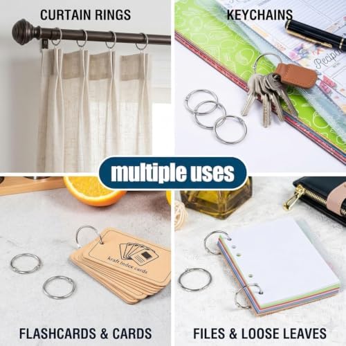 Loose Leaf Binder Rings 1 Inch (100 Pack) – Sturdy Book Rings, Index Card Rings, Key Rings, Flashcard Rings, Notebook Paper Rings, Metal Rings for Office, School or Home - Image 6