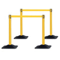 4-Pack 36" Yellow Crowd Control Stanchions, Heavy-Duty Rubber Rectangular Base by vilmon