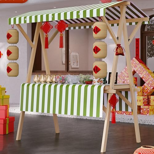 Portable Vendor Cart Mobile Vendor Stand Thickened Wooden Frame Easy Setup 140kg Load Capacity 360° Swivel Wheels Outdoor Cart for Farmers Market Party Events Display(Green+White,150cm(59in)) by Unknown