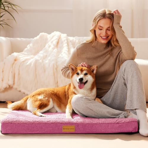 Patas Lague Orthopedic Medium Dog Bed Washable Pet Sofa Mat 30''X20'' Pink - Image 2