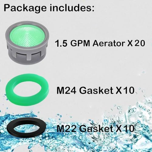 BOETOADG Faucet Aerator, 1.5 GPM Flow Restrictor Plug-In Faucet Aerator Replacement Parts for Bathroom or Kitchen (Green 20 Pieces) - Image 3