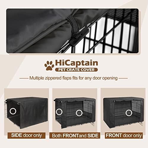 HiCaptain 42-Inch Dog Crate Cover with Mesh, Waterproof Kennel Cover, Black - Image 3