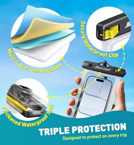 Hiearcool Waterproof Phone Pouch, Waterproof Phone Case, Clear&Green 2-Pack - Image 6