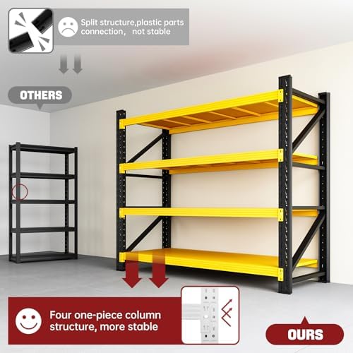 RAVIGIN 3000LBS Storage Shelves, 48" W Garage Shelving Heavy Duty Metal Adjustable Garage Shelves, Shelving Units Industrial Shelving for Warehouse, 48" W x 23.7" D x 70" H,Yellow - Image 5