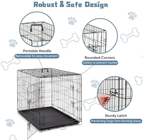 DUMOS 42 Inch Dog Crate, Medium Large Foldable Dog Cage Pet Kennel - Image 2