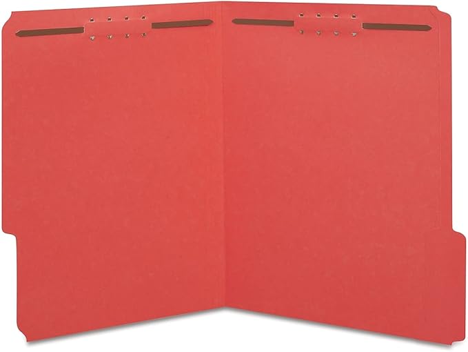 Staples Colored Reinforced Tab Fastener Folders Letter Size Red 50/Box by Staples