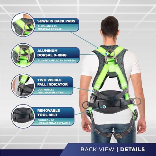 Palmer Safety Hammerhead 5pt Safety Harness Back Padded, QCB Chest, Tongue Buckel Legs Straps, Back & Side D-Rings - Image 3