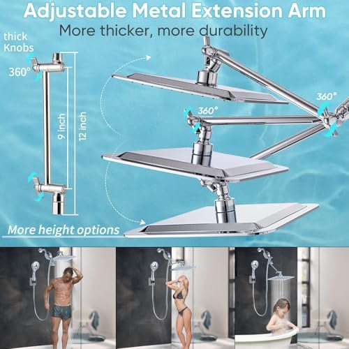 10'' Dual 20 Stage Filtered Shower Head with Handheld, 6 Spray Settings Handheld Shower Head High Pressure Rainfall Filter Combo with 12'' Adjustable Extension Arm, 71'' Shower Hose (Chrome Polished) - Image 3
