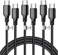 60W USB C to USB C Cable, 3 Pack 6ft Type C Fast Charger Cord (Black) by CUGUNU