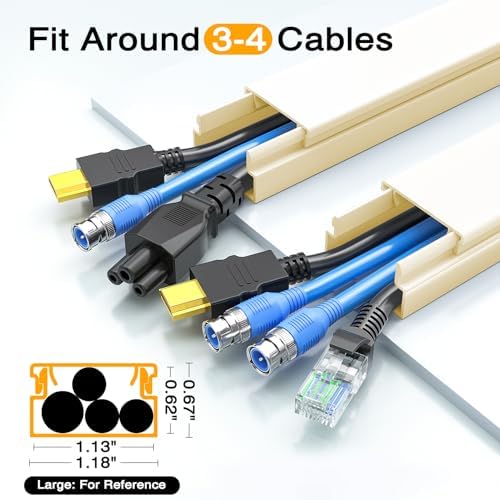Delamu 157in Cord Hider, Cord Cover Wall Cable Management, Paintable Wire Cover for Cords, Cable Hider Raceway Kit, Cable Cover Concealer, Wire Hiders for TV on Wall, 10 X L15.7 W1.18 H0.6in, Beige - Image 3