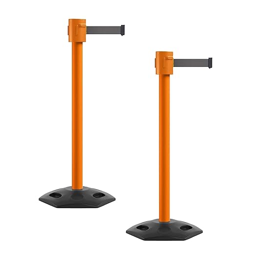 Montour Line MSR760 Set of 2 Retractable Belt Barrier Stanchion, Rubber Base by Montour+Line