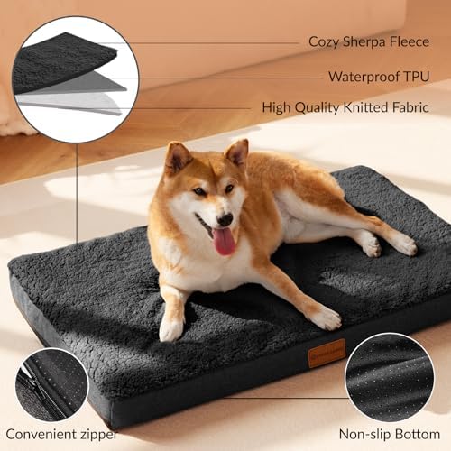 Patas Lague Orthopedic Large Dog Bed Washable Pet Sofa Mat 36''X24'' Black - Image 3