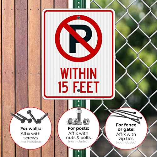 No Parking Symbol Within 15 Feet Sign, - Image 4