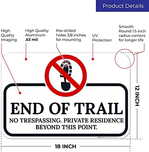 End of The Trail No Trespassing Private Residence Beyond This Point Sign, - Image 3
