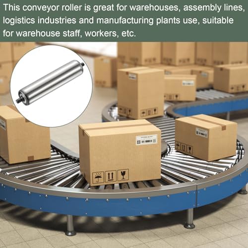 YOKIVE 2 Pcs Conveyor Roller, Stainless Steel Roller Replacement | Smooth Movement, Great for Factories, Warehouses Use (Silver, 2 Inch Dia, 10 Inch Length) - Image 3