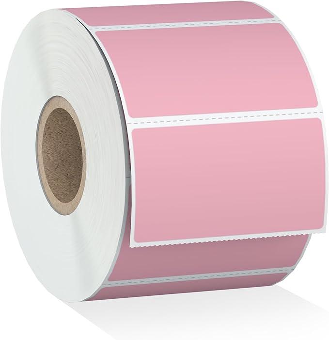 Misofuki 2.25" x 1.25" Pink Direct Thermal Barcode Labels 1000 Pcs by Misofuki