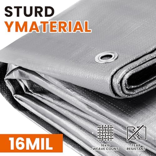 30x30 FT Tarp Waterproof, 16 Mil Tarps Heavy Duty Waterproof Multipurpose Protective Cover UV Resistant Rip & Tear Resistant of with Grommets Reversible for Home Boats Cars Camping - Image 2