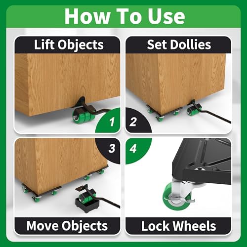 Heavy Duty Furniture Dolly 360 Rotate 5 Wheels 3000 Lbs Capacity 6.9x6.5 in - Image 4