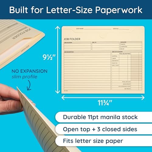 Blue Summit Supplies 50 Job Folders, Letter Size, Manila, Preprinted - Image 3