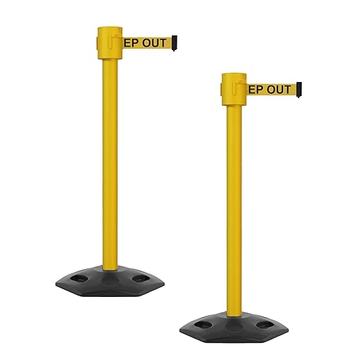 Montour Line MSR760 Set of 2 Retractable Belt Barrier Stanchion, Rubber Base by Montour+Line