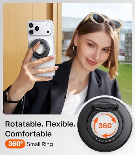 TORRAS 2025 Flagship 360 Magnetic Phone Grip Ring Holder Kickstand, Black - Image 3