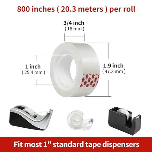 24 Rolls Transparent Tape Refills, 3/4 x 800 Inches, Glossy Gift Wrapping Tapes - Image 2