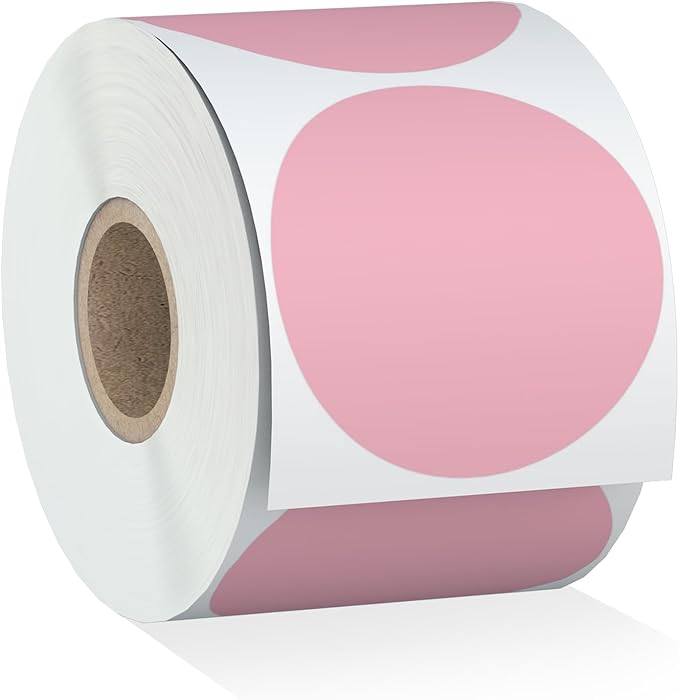 Misofuki 350 Pcs 3 inch Pink Round Thermal Sticker Labels Roll Used by Misofuki