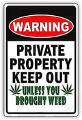 New Warning Plaque Wall Decor Warning Private Property Keep Out Unless You Brought Courtyard Decoration Office Sign Outdoor & Indoor Safety Sign 8 X 12 Inch by Eletina