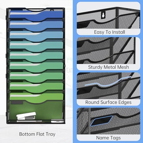 Kuntine.B Wall File Organizer Office Hanging Magazine Holder Wall File Organizer for Office Home - Image 3