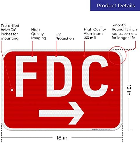 FDC Right Arrow Sign, Red Background, - Image 3