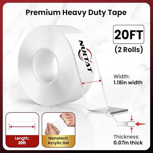 NULTAT Double Sided Tape Heavy Duty, Nano Double Stick Tape 20 Feet - Image 2