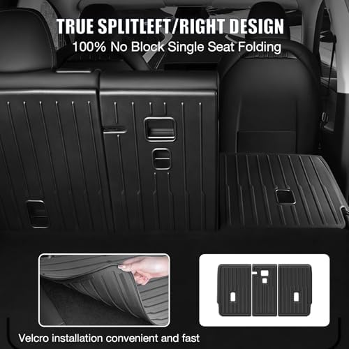 All Weather Floor Mats Custom Fit Tesla Model Y 2021-2024 5-Seater, TPE Waterproof Odorless Car Mats Set with Rear Seat Back Protector Interior Accessories (7PCS) - Image 5