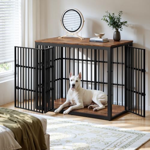 Lyromix 54" Taller Dog Crate Furniture for Great Dane, Rustic Brown - Image 5