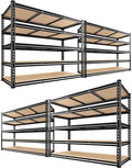 REIBII 48" W Garage Shelving 3080LBS Storage Shelves 5 Tier Industrial Shelving Adjustable Metal Storage Shelves for Garage, Basement, Warehouse, Commercial, Easy Assemble, 48" W x 72" H x 24" D, 4PC by REIBII