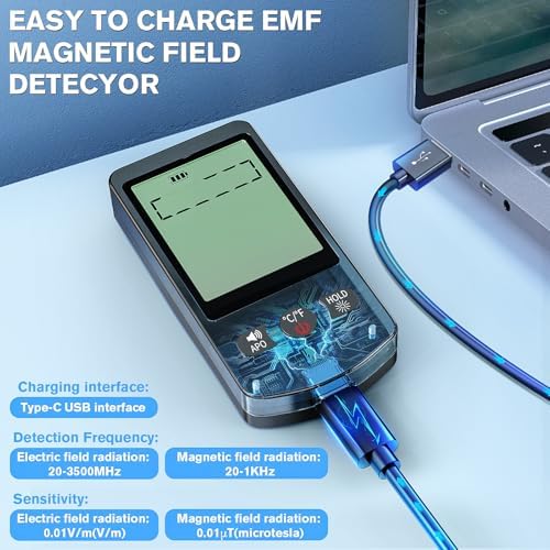 COLOR TREE EMF Meter Rechargeable Electromagnetic Field Upgrated 3-in-1 Radiation Detector Handheld Digital LCD Temperature Measure - Tester for Home Inspections - Outdoor and Ghost Hunting - Image 4