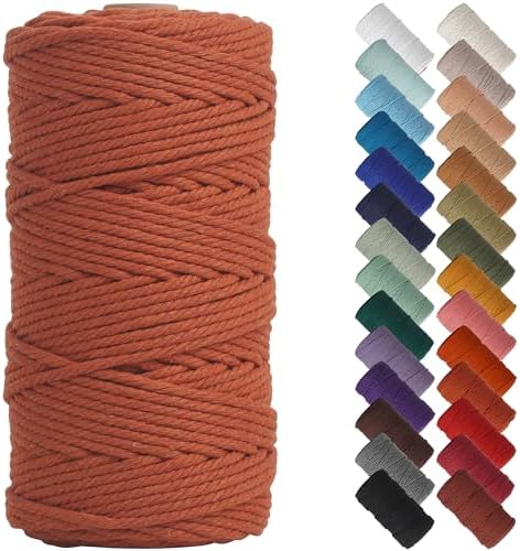 NOANTA Reddish Brown Macrame Cord 3mm x 220yards, Cotton Rope Macrame Yarn by NOANTA