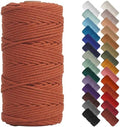 NOANTA Reddish Brown Macrame Cord 3mm x 220yards, Cotton Rope Macrame Yarn by NOANTA